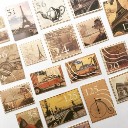 送料無料 オリジナル 切手柄 フレークシール アンティーク 3枚目の画像