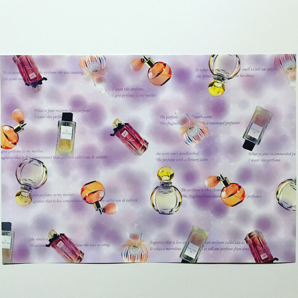 送料無料 オリジナル デザインペーパー 香水瓶 パープル １０枚 2枚目の画像