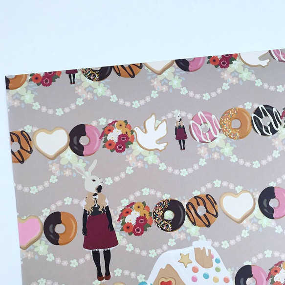 送料無料 オリジナル デザインペーパー お菓子の家 ブラウン 10枚 1枚目の画像
