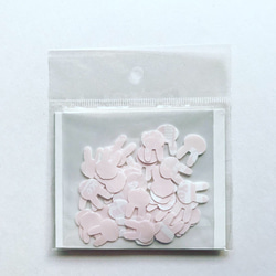 送料無料 オリジナル 英字柄 うさぎのフレークシール ミニ ピンク 3枚目の画像