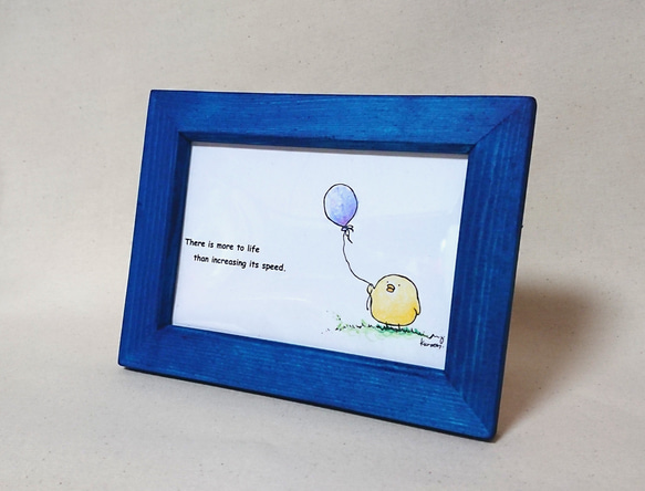 青のフォトフレームL判(手塗り・中身付き) フォトフレーム・写真立て