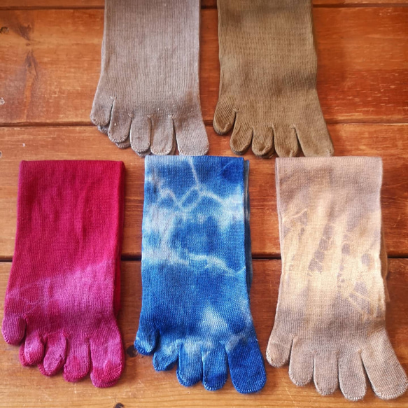 薬草染めsilk&wool socks*2set sale有り✡草木染めシルクウールの靴下　温活靴下　冷えとり 2枚目の画像