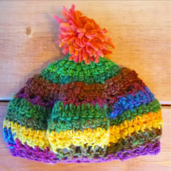 【50%off sale】Colorful baby wool cap* ベビー色鳥帽子　手編み帽子 1枚目の画像