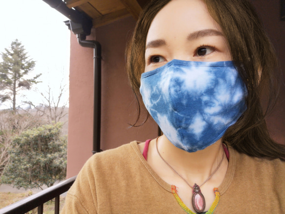 薬草染めorganic cotton mask* オーガニック立体ニットマスク 3枚目の画像