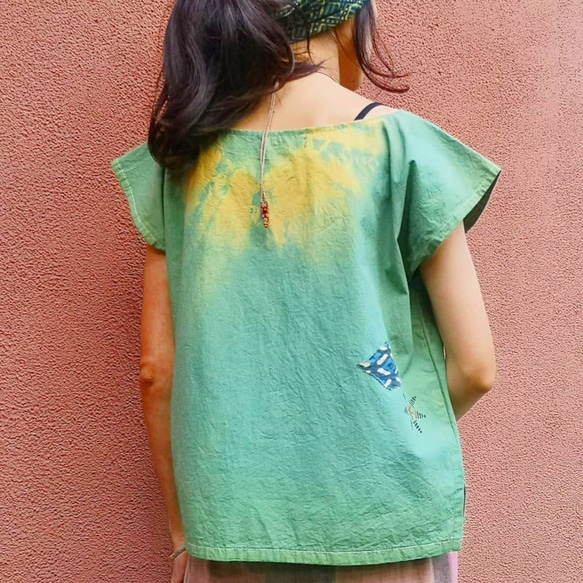 sale】藍×ザクロ染めカットソー*草木染めトップス カットソー melei 