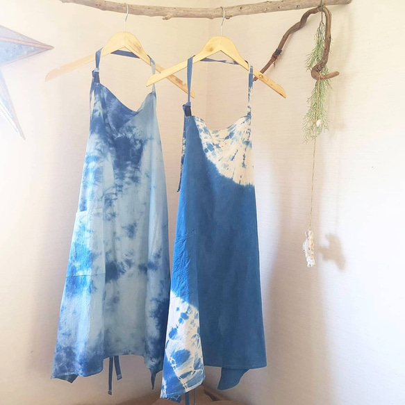 【受注生産】藍染め apron* 草木染めエプロン 1枚目の画像