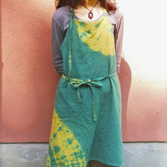 【定做】植染竹棉圍裙*植染竹圍裙*藥用植染土圍裙 第1張的照片