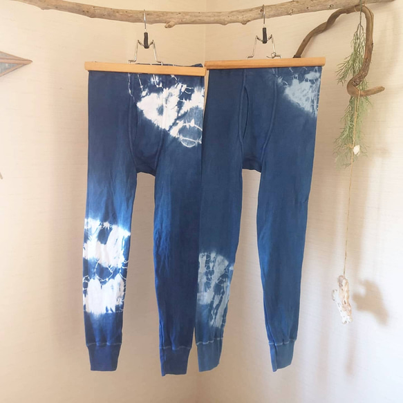 〘60%off〙藍染め leggings for boys* 草木染め綿股引　男の子レギンス　　140size 1枚目の画像