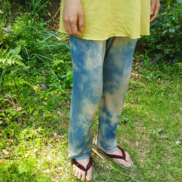 薬草染めinner bottom*草木染めレギンスペチコート(wild silk&organic cotton) 4枚目の画像