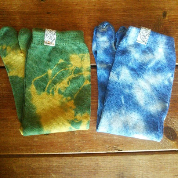 【受注生産】薬草染め organic cotton socks*草木染め5本指靴下  温活　冷えとり 2枚目の画像