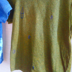 【特賣】植物染兒童麻T/靛染洋蔥染麻花紋貼片靛染刺繡/90碼 第3張的照片