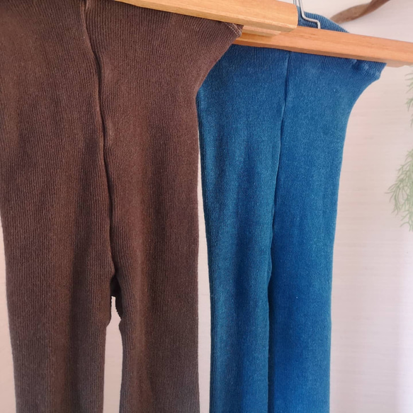 薬草染めorganic cotton leggings*草木染めやみつきレギンス／藍染め国産スパッツ 6枚目の画像