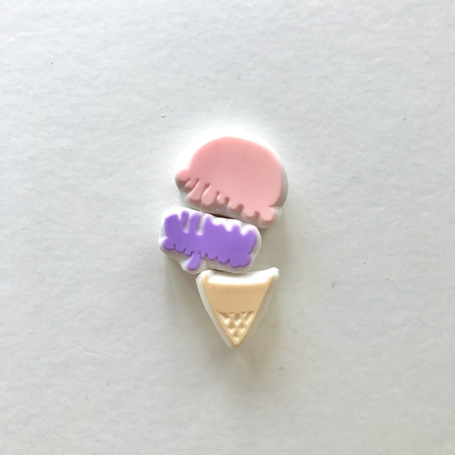 消しゴムはんこNo.246 ちびうさとアイスクリーム 消しゴムはんこNo.246