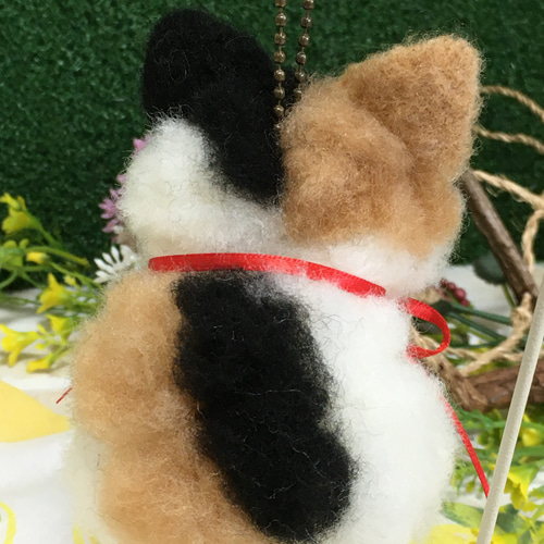 キーホルダー ◇ねこポン◇ 三毛猫 羊毛フェルト 猫 羊毛フェルト