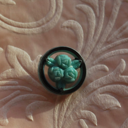 ブルーのバラ フランスヴィンテージボタン【FVPB 37】 1枚目の画像