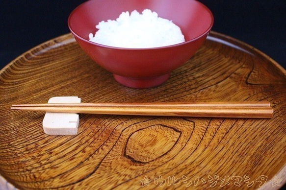 完【セット】拭き漆の箸＋箸袋(白×桃小花) / [SET] CHOPSTICKS & BAG(White×Flower) 3枚目の画像