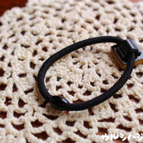 漆のヘアゴム【黄】(四角・小) / Square URUSHI Hair Elastic(S