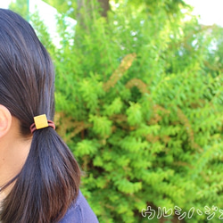 漆のヘアゴム【黄】(四角･小) / Square URUSHI Hair Elastic(S-Yellow) 4枚目の画像