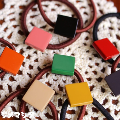漆のヘアゴム【黄】(四角・小) / Square URUSHI Hair Elastic(S
