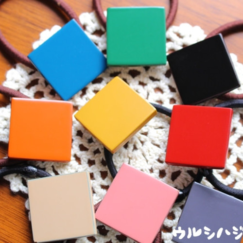 【当店限定販売】 漆のヘアゴム【桃】(四角・大) / Elastic(L Hair URUSHI Square ヘアゴム