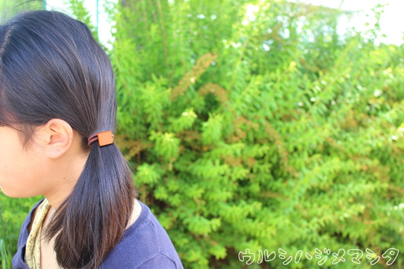 ★再販★漆のヘアゴム【橙】(四角･小) / Square URUSHI Hair Elastic(S-Orange) 4枚目の画像