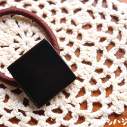 ★再販★漆のヘアゴム【黒】(四角･大) / Square URUSHI Hair Elastic(L-Black) 2枚目の画像