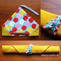 完売：リバーシブル箸袋(黄×りんご)/REVERSIBLE CHOPSTICKS BAG(Yellow×Apple) 3枚目の画像