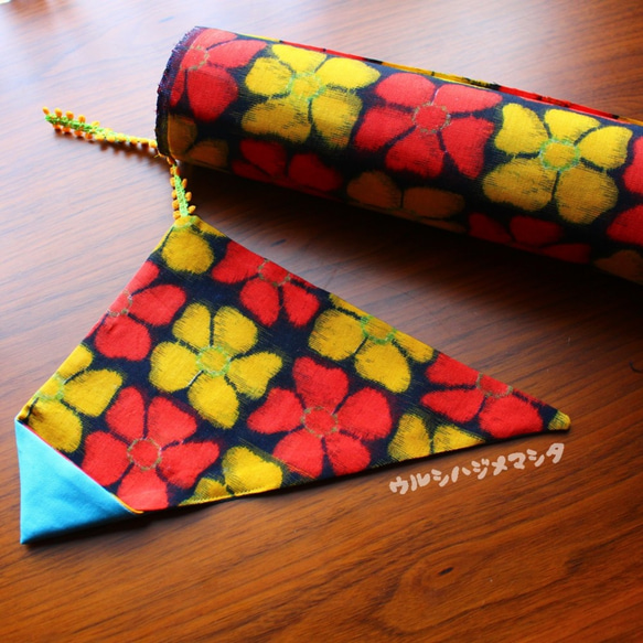 リバーシブル箸袋(空×着物･花)/REVERSIBLE CHOPSTICKS BAG(Sky×Kimono) 5枚目の画像