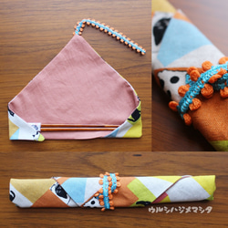 完売：リバーシブル箸袋(桜×猫)/REVERSIBLE CHOPSTICKS BAG(Sakura×Cat) 3枚目の画像