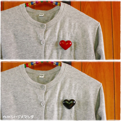 漆のぷっくりハートブローチ【朱】／URUSHI Heart Brooch(Vermilion) 7枚目の画像