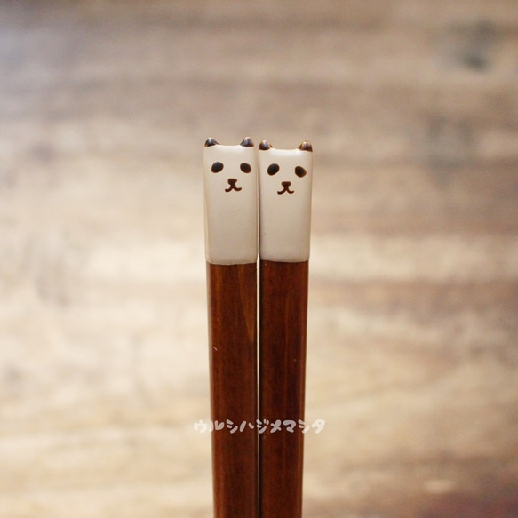 拭き漆の箸(パンダ)【23cm･大人用】／URUSHI CHOPSTICKS(PANDA) 2枚目の画像