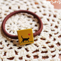 猫が歩く。漆のヘアゴム(小)【黄】 / WalkingCat URUSHI Hair Elastic(S-Yellow) 1枚目の画像