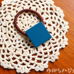 ★再販★漆のヘアゴム【青】(四角･大) / Square URUSHI Hair Elastic(L-Blue) 1枚目の画像