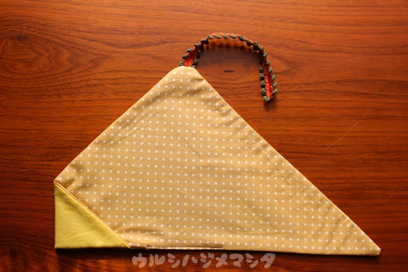 リバーシブル箸袋(黄縞×黄水玉)/REVERSIBLE CHOPSTICKS BAG(Yellow*Yellow) 1枚目の画像