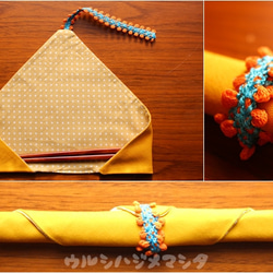 完売：リバーシブル箸袋(黄×黄水玉)/REVERSIBLE CHOPSTICKS BAG(Yellow*Dot) 2枚目の画像