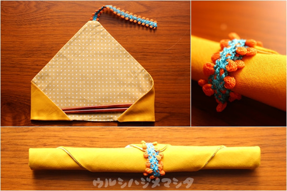 完売：リバーシブル箸袋(黄×黄水玉)/REVERSIBLE CHOPSTICKS BAG(Yellow*Dot) 2枚目の画像