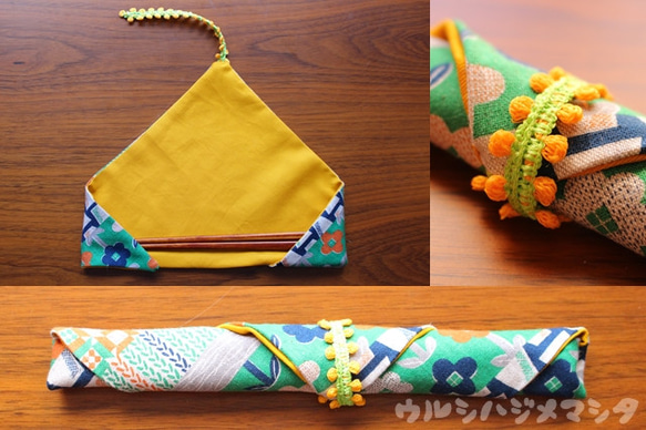 可逆筷子袋（黃×北歐（綠）/ REVERSIBLE筷子袋（黃色*歐洲） 第3張的照片