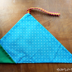 ★再販★リバーシブル箸袋(緑×青水玉)/REVERSIBLE CHOPSTICKS BAG(Green×BlueDot) 1枚目の画像