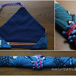 完売：リバーシブル箸袋(紺×花)/REVERSIBLE CHOPSTICKS BAG(Navy Blue×Flower) 4枚目の画像