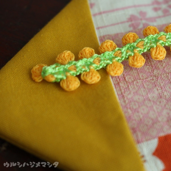 再次上架★可逆筷子袋（黃色x日本圖案）/可反轉筷子袋（黃色x日文） 第2張的照片