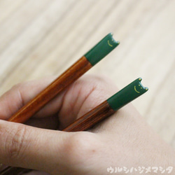 ◆18cm◆【セット販売】拭き漆の箸＋箸置き(カエル)／[Set Sale]Chopsticks+Rest(FROG) 3枚目の画像