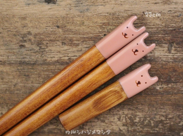 ◆23cm◆【セット販売】拭き漆の箸＋箸置き(うさぎ)／[SetSale]Chopsticks+Rest(RABBIT) 1枚目の画像