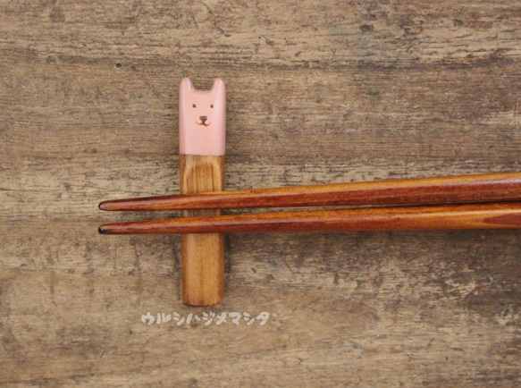 ◆23cm◆【セット販売】拭き漆の箸＋箸置き(うさぎ)／[SetSale]Chopsticks+Rest(RABBIT) 4枚目の画像