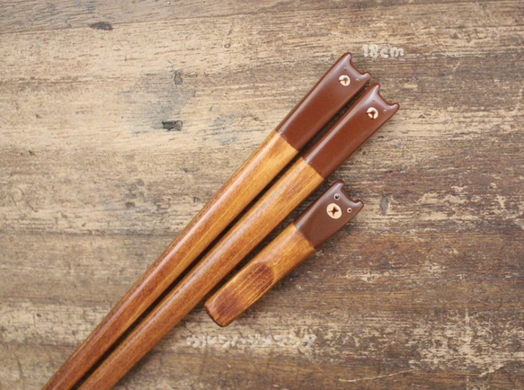 ◆18cm◆[套售]擦漆筷子+筷架（熊）/ [套售]筷子+筷子（熊） 第1張的照片