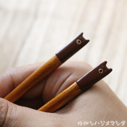 ◆18cm◆【セット販売】拭き漆の箸＋箸置き(くま)／[Set Sale]Chopsticks+Rest(BEAR) 3枚目の画像