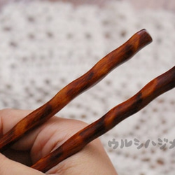 ◆23cm◆【セット販売】拭き漆の箸＋箸置き(ぐりぐり)／[Set Sale]Chopsticks+Rest 3枚目の画像