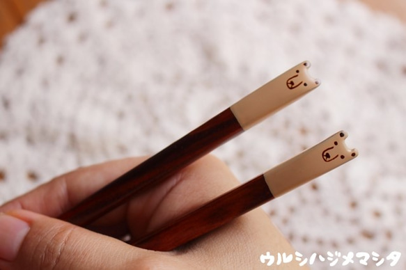 ◆23cm◆[套售]擦漆筷子+筷架（小熊）/ [套售]筷子+休息架 第3張的照片