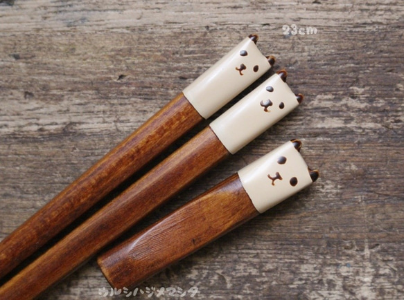 ◆23cm◆【セット販売】拭き漆の箸＋箸置き(パンダ)／[Set Sale]Chopsticks+Rest(PANDA) 1枚目の画像