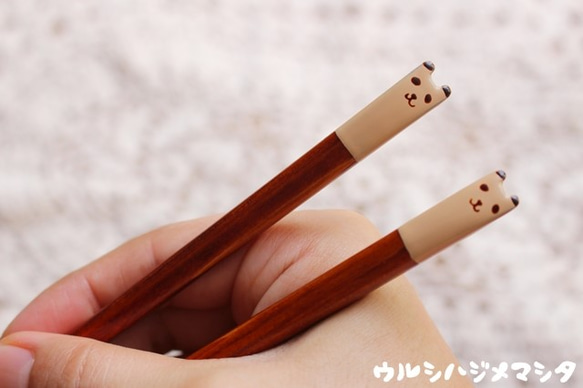 ◆23cm◆【セット販売】拭き漆の箸＋箸置き(パンダ)／[Set Sale]Chopsticks+Rest(PANDA) 3枚目の画像