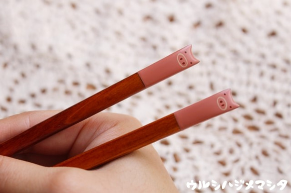 ◆ 23cm ◆ 【套裝促銷】抹漆筷+筷架（豬）/【套裝促銷】筷子+筷架（豬） 第3張的照片